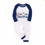 Christmas Family Pajamas 2023 Our First Christmas Deer and Santa Blue Matching Pajamas Set