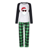 Christmas Matching Family Pajamas Exclusive Design Sunglasses Santa Green Plaids Pajamas Set