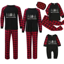 Christmas Matching Family Pajamas Exclusive Merry Christmas Beatiful Tree Black Pajamas Set