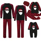 Christmas Matching Family Pajamas Exclusive Design Santa Head Black Pajamas Set