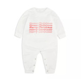 Christmas Matching Family Pajamas Exclusive Design WordArt Merry Christmas White Pajamas Set