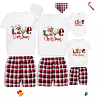 Christmas Matching Family Pajamas Exclusive Design LOVE Deer Antler Short Pajamas Set