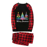 Christmas Matching Family Pajamas Exclusive Colorful Christmas Tree Merry Christmas Black Pajamas Set