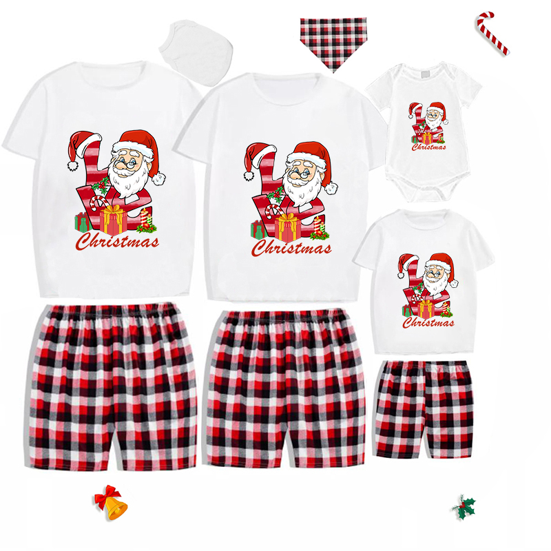 Christmas Matching Family Pajamas Exclusive Design Love Santa Christmas Gift Box Short Pajamas Set