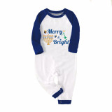 Christmas Matching Family Pajamas Exclusive Design Happy Hanukkah Marry Bright Blue Pajamas Set