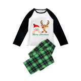Christmas Matching Family Pajamas Exclusive Design Merry Christmas Santa and Deer Green Plaids Pajamas Set