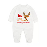 Christmas Matching Family Pajamas Exclusive Design Merry Christmas Santa and Deer White Pajamas Set