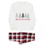 Christmas Matching Family Pajamas Merry Christmas Beatiful Tree White Pajamas Set