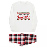 Christmas Matching Family Pajamas Exclusive Design Merry Christmas Santa and Reindeer White Pajamas Set