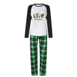 Christmas Matching Family Pajamas Exclusive Design LOVE Deer Antler Green Plaids Pajamas Set