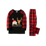 Christmas Matching Family Pajamas Exclusive Design Merry Christmas Santa and Deer Black Pajamas Set
