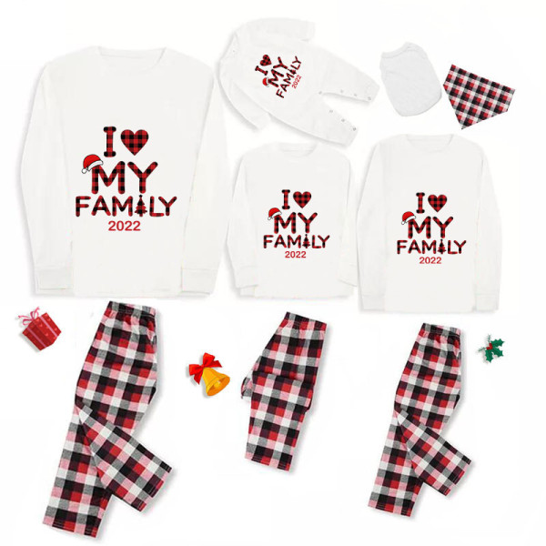 2022 Christmas Matching Family Pajamas Exclusive Design I Love My Family Gray Pajamas Set
