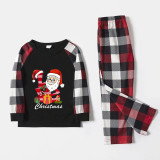 Christmas Matching Family Pajamas Exclusive Design Love Santa Christmas Gift Box Black White Pajamas Set