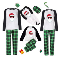Christmas Matching Family Pajamas Exclusive Design Sunglasses Santa Green Plaids Pajamas Set