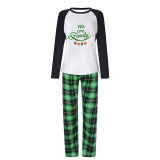 2022 Christmas Matching Family Pajamas Exclusive Design We Are Family Pendant Green Plaids Pajamas Set