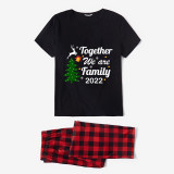 2022 Christmas Matching Family Pajamas Exclusive Family Together Flying Reindeer Black Pajamas Set