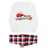 Christmas Matching Family Pajamas Exclusive Design Merry Christmas Santa Bag White Pajamas Set