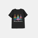 Christmas Matching Family Pajamas Exclusive Colorful Christmas Tree Merry Christmas Black Pajamas Set