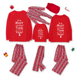 Christmas Matching Family Pajamas Exclusive Design Most Wonderful Time Red Pajamas Set