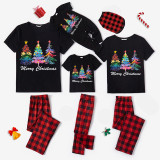 Christmas Matching Family Pajamas Exclusive Colorful Christmas Tree Merry Christmas Black Pajamas Set