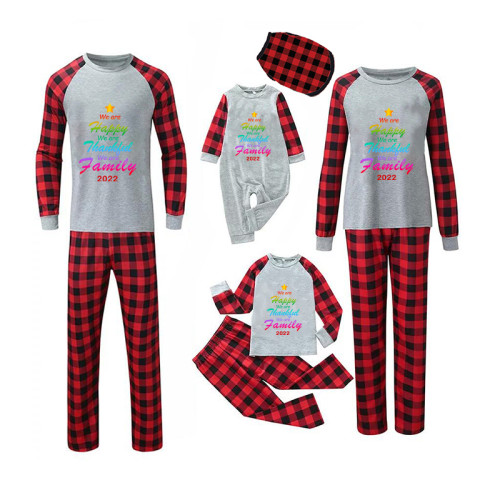 2022 Christmas Matching Family Pajamas Exclusive We Are Happy Gray Pajamas Set