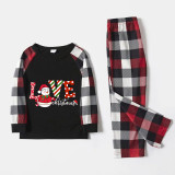 Christmas Matching Family Pajamas Exclusive Snowman LOVE Christmas Black Red Plaids Pajamas Set