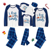 Christmas Matching Family Pajamas Exclusive Design I Love My FamilyGift Box Blue Pajamas Set