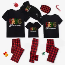 Christmas Matching Family Pajamas LOVE Gingerbread Man Christmas Black Pajamas Set