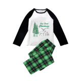 2022 Christmas Matching Family Pajamas Exclusive First Christmas Couple Reindeer Green Plaids Pajamas Set