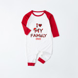 2022 Christmas Matching Family Pajamas Exclusive Design I Love My Family Red Pajamas Set