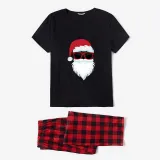 Christmas Matching Family Pajamas Exclusive Design Santa Head Black Pajamas Set