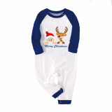 Christmas Matching Family Pajamas Exclusive Design Merry Christmas Santa and Deer Blue Plaids Pajamas Set