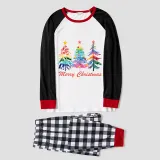 Christmas Matching Family Pajamas Exclusive Colorful Christmas Tree Merry Christmas White Pajamas Set