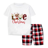 Christmas Matching Family Pajamas Exclusive Design LOVE Deer Antler Short Pajamas Set