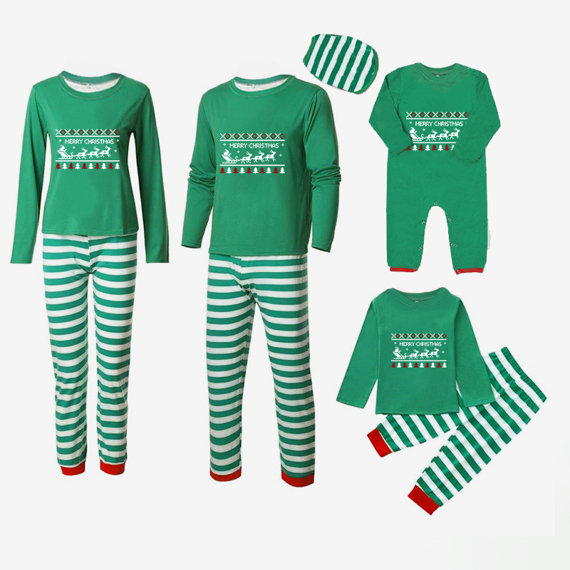 Christmas Matching Family Pajamas Exclusive Design Merry Christmas Santa and Reindeer Red Pajamas Set