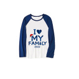 2022 Christmas Matching Family Pajamas Exclusive Design I Love My Family Blue Pajamas Set