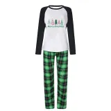 Christmas Matching Family Pajamas Merry Christmas Beatiful Tree Green Plaids Pajamas Set