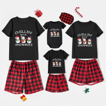 Christmas Matching Family Pajamas Exclusive Design Chillin With My 3 Snowmies Black Pajamas Set