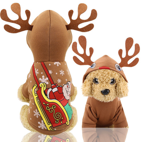 Christmas Snowflake Dress Up Hooded Deer Clothes Pet Clothes for Xmas