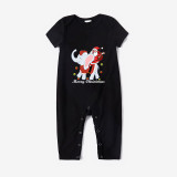 Christmas Matching Family Pajamas Exclusive Design Santa Claus Elephant Black Pajamas Set