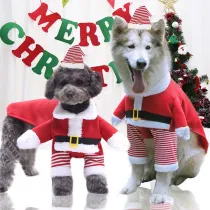 Christmas Santa Claus Dress Up Dog Clothes Flannel Pet Clothes