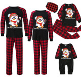 Christmas Matching Family Pajamas Exclusive Design Cartoon Penguin Merry Christmas Black Pajamas Set