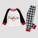 2022 Christmas Matching Family Pajamas Exclusive Design Snowman Believe Christmas White Pajamas Set