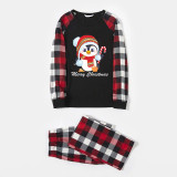 Christmas Matching Family Pajamas Exclusive Design Cartoon Penguin Merry Christmas Black Red Plaids Pajamas Set