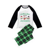 Christmas Matching Family Pajamas Exclusive Design Chillin With My 3 Snowmies Green Plaids Pajamas Set