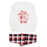 Christmas Matching Family Pajamas Exclusive Design Santa Claus Merry Christmas Y'all White Pajamas Set