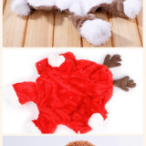 Christmas Pure Color Deer Dress Up Flannel Hooded Dog Clothes Pet Clothes