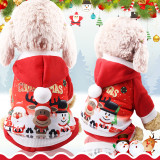 Printed Santa Claus Elk Snowman Hooded Dog Clothes Pet Clothes for Xmas