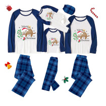 Christmas Matching Family Pajamas Exclusive Design Merry Christmas Cute Sloths Blue Plaids Pajamas Set