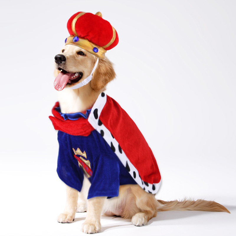 King Cloak Crown Hat Two-piece Dog Clothes Pet Clothes for Halloween